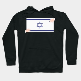 Two hands with blue and white nail polish on Israel flag Hoodie